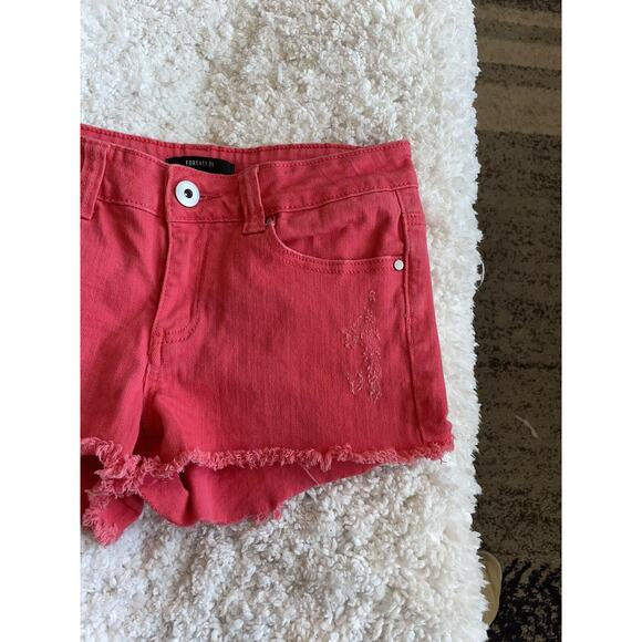 Forever 21 sz. 28 red/ pink short jean shorts. Great pair, comfortable - Picture 4 of 10
